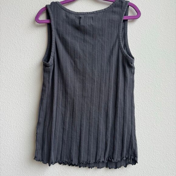 $5/$25 Pact 100% Organic Cotton Gray Ribbed Button Henley Ruffle Tank Size XS - Picture 5 of 6